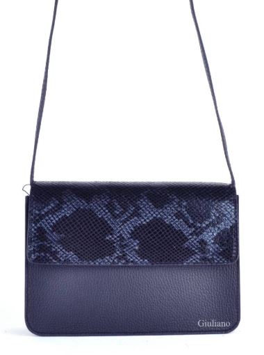 Snake Print Accented Italian Leather Purse