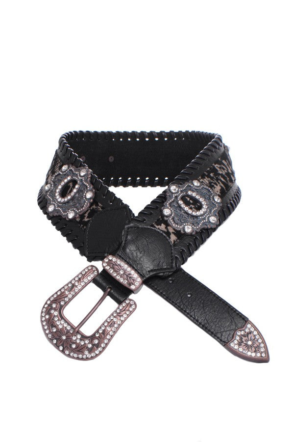 Horseshoe Studded Wide Leather Belt