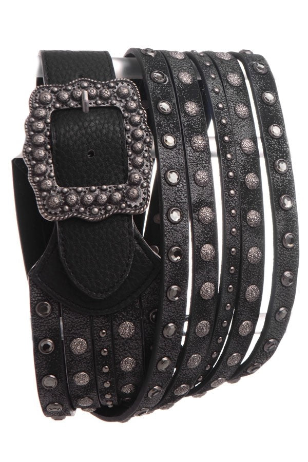 5-Strand Embellished Leather Belt