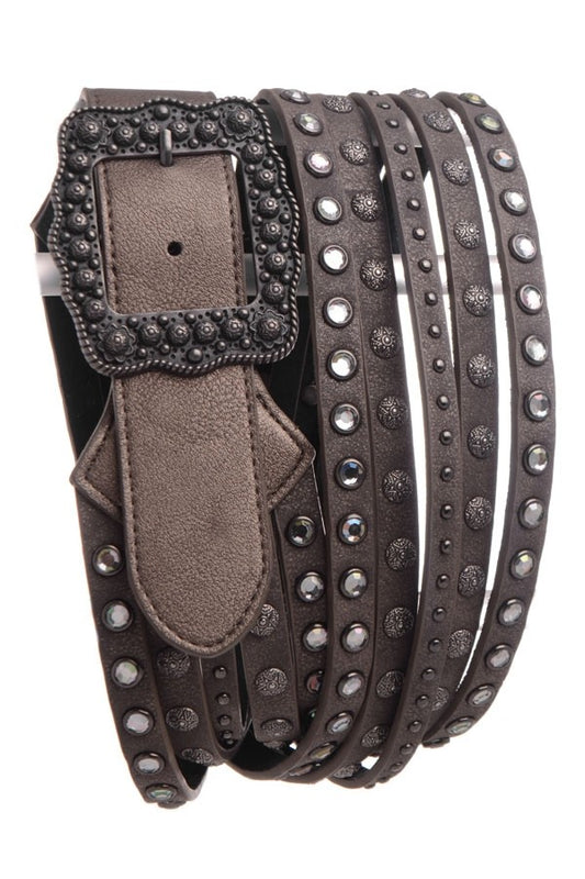 5-Strand Embellished Leather Belt