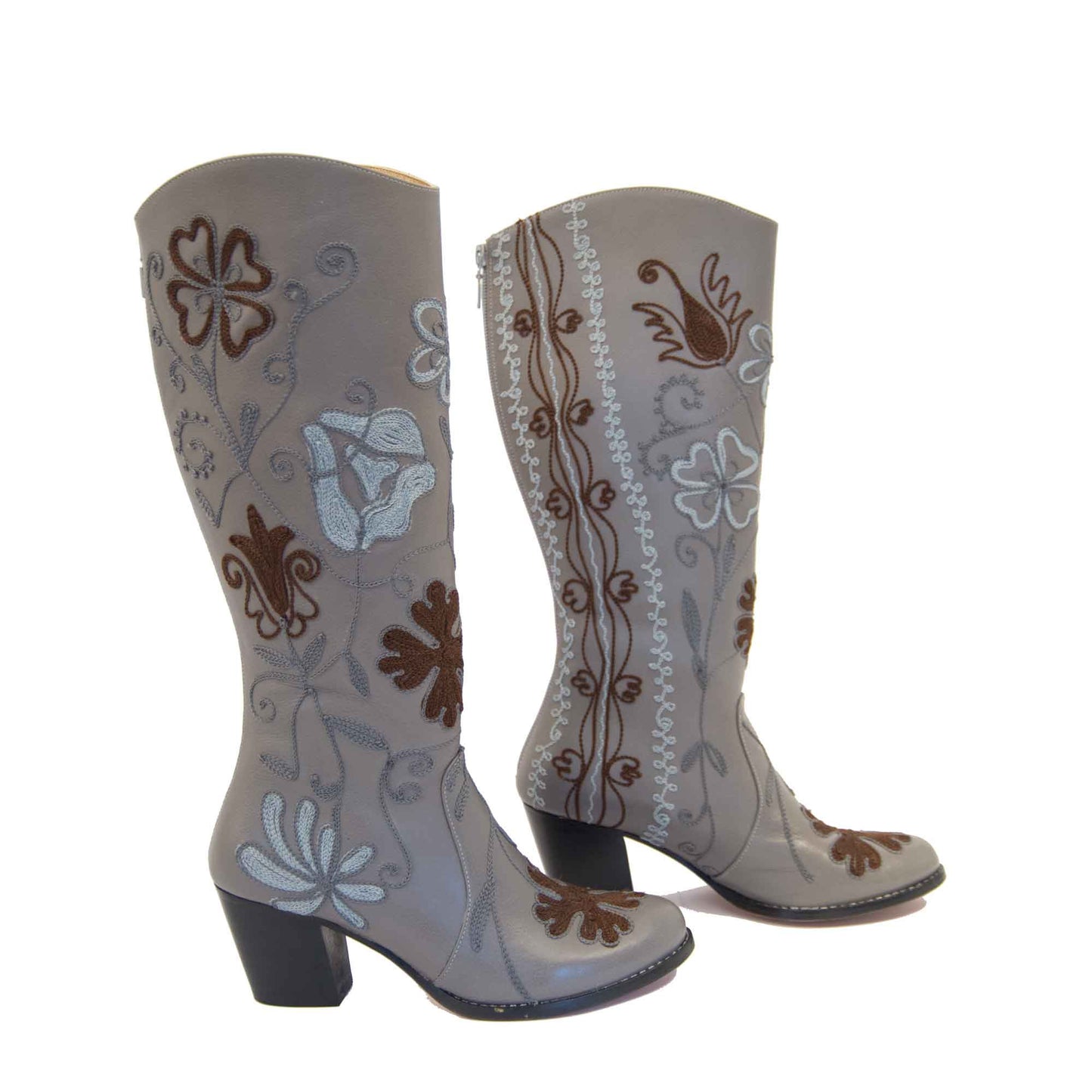 Carmel Tall Embroidered Leather Boot