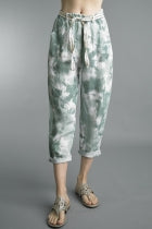 Tie Dyed Italian Linen Capri Pants