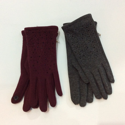 Crystal studded smart finger knit gloves