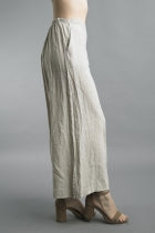 Linen Palazzo Pants with Button Accents