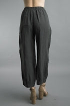 Button Crop Italian Linen Pants