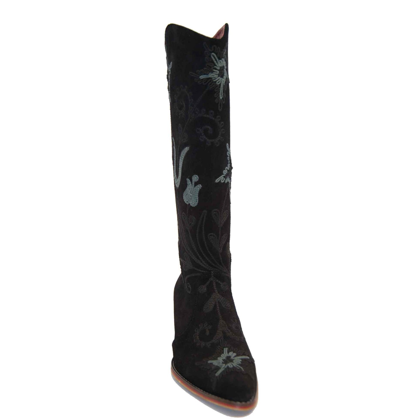 Cheyenne Tall Embroidered Brushed Leather 2