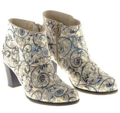 Dusty Blue Floral Ankle Boot