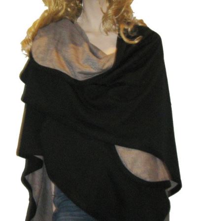 Solid Colors Cashmere Reversible Ruana Shawl Wrap