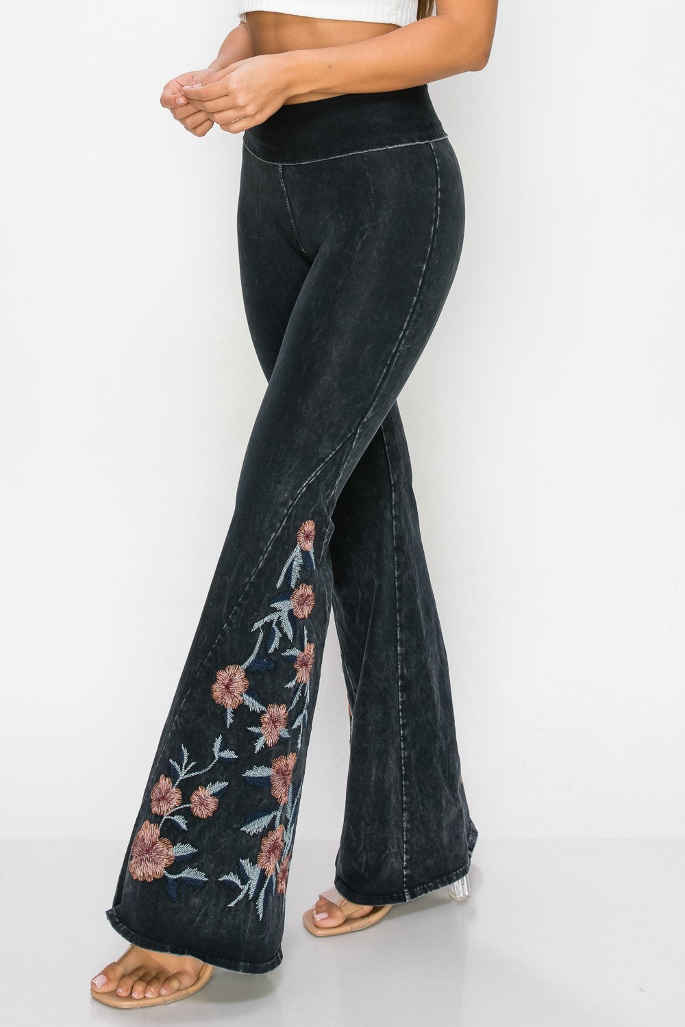 Amazing Bell Bottoms with Floral Embroidery
