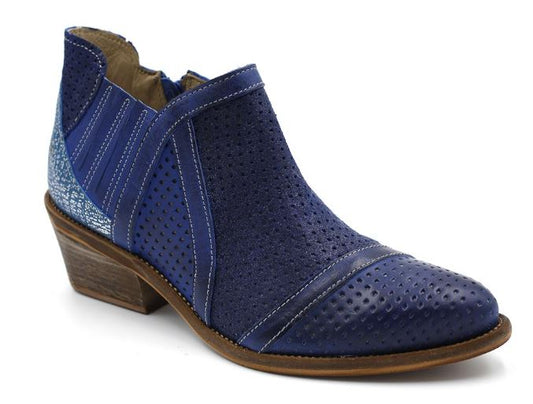 Low Ankle Boot with 3-tone Blue Leather