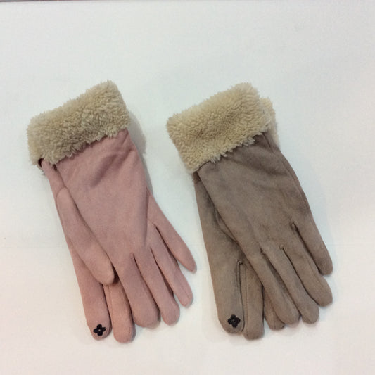 Shearling cuffed smart finger gloves
