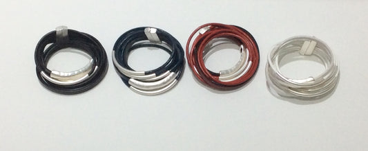 Bracelet-10 strand leather cord wrap with magnetic clasp