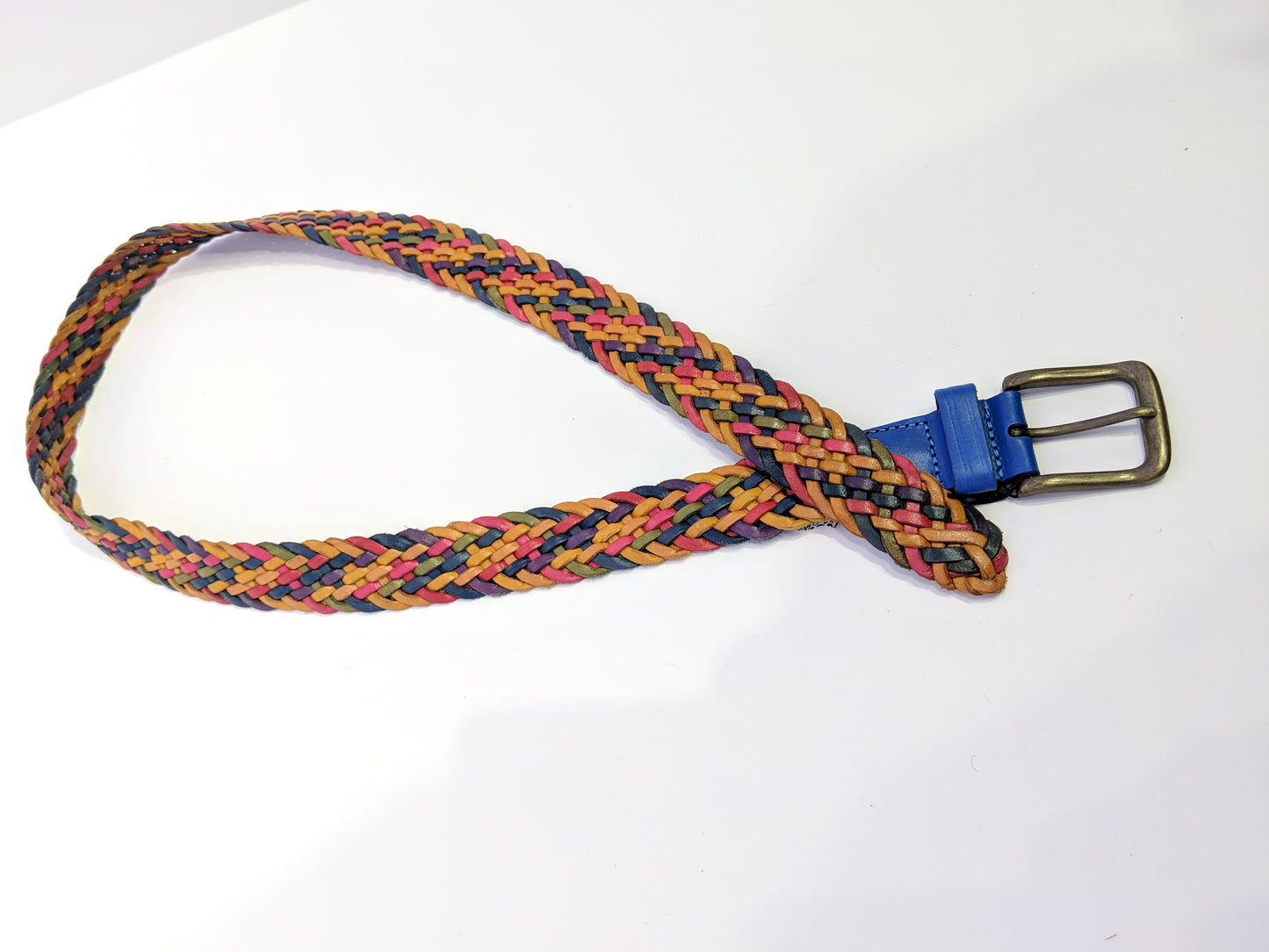 Colorful leather multi-braid belt