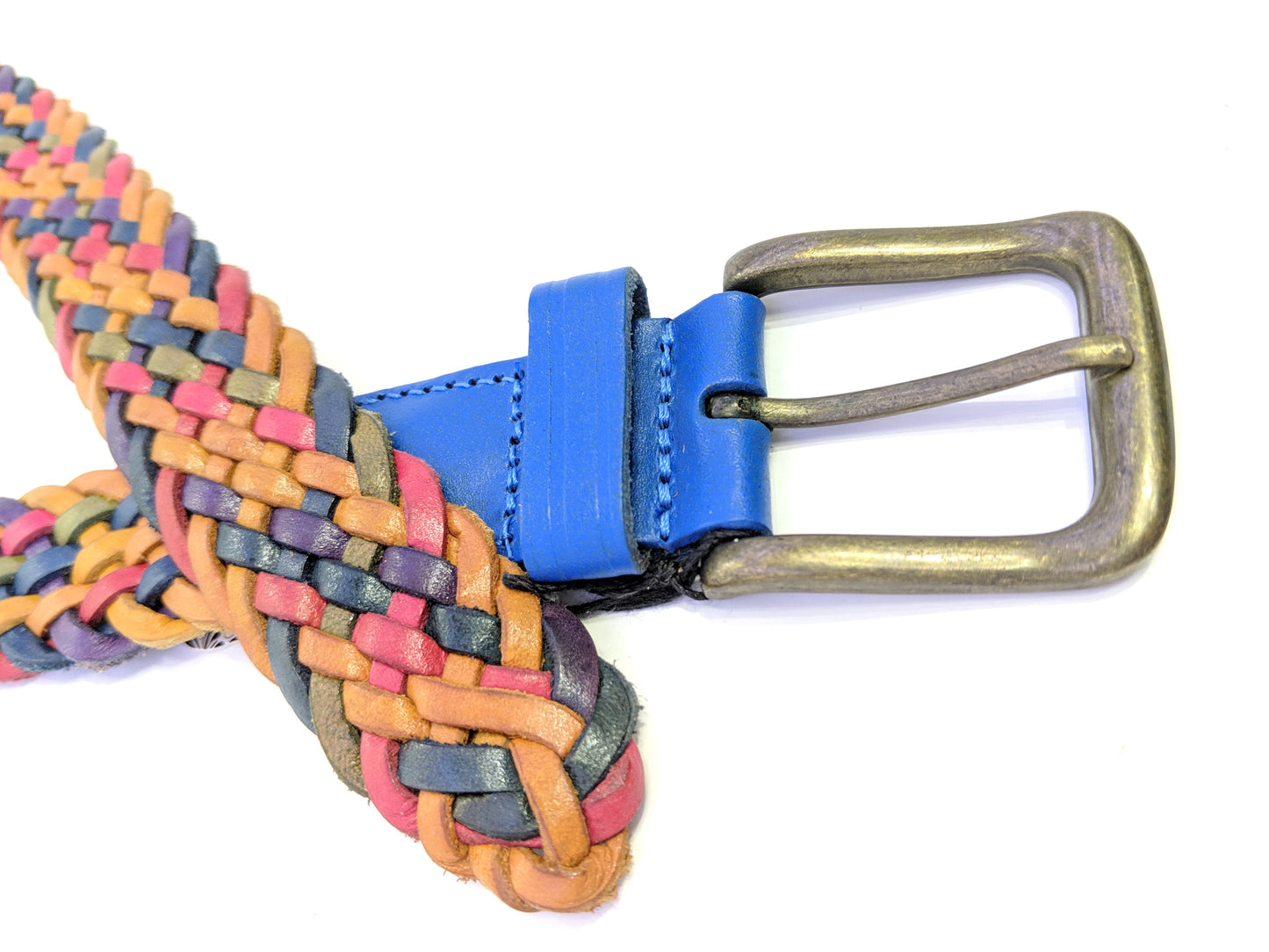 Colorful leather multi-braid belt