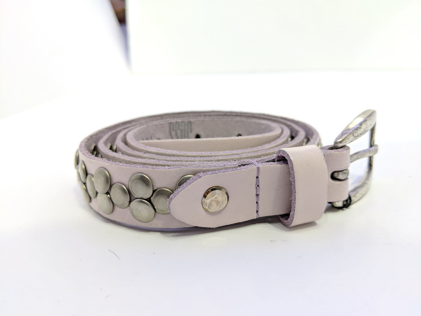 Leather belt with metal embellishments