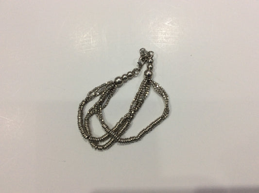 Bracelet-Multi-strand silver beaded bracelet
