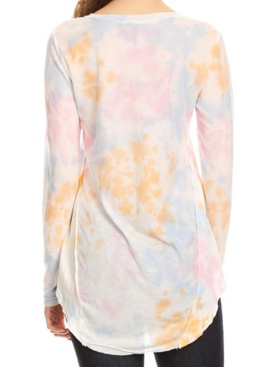 Spring Colored Tie Dyed V-Neck Top