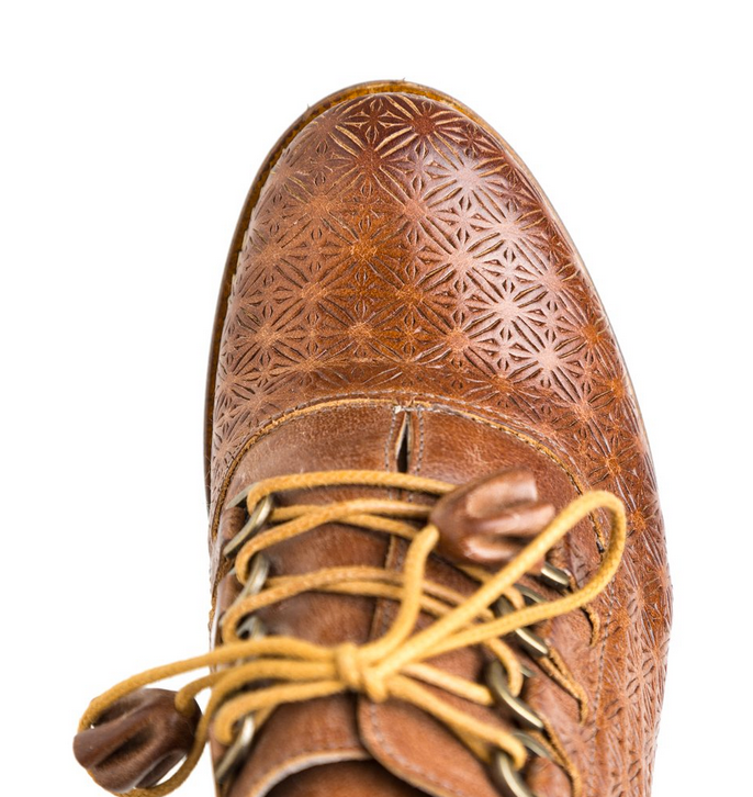 Cognac Laser-Cut Leather Shoe
