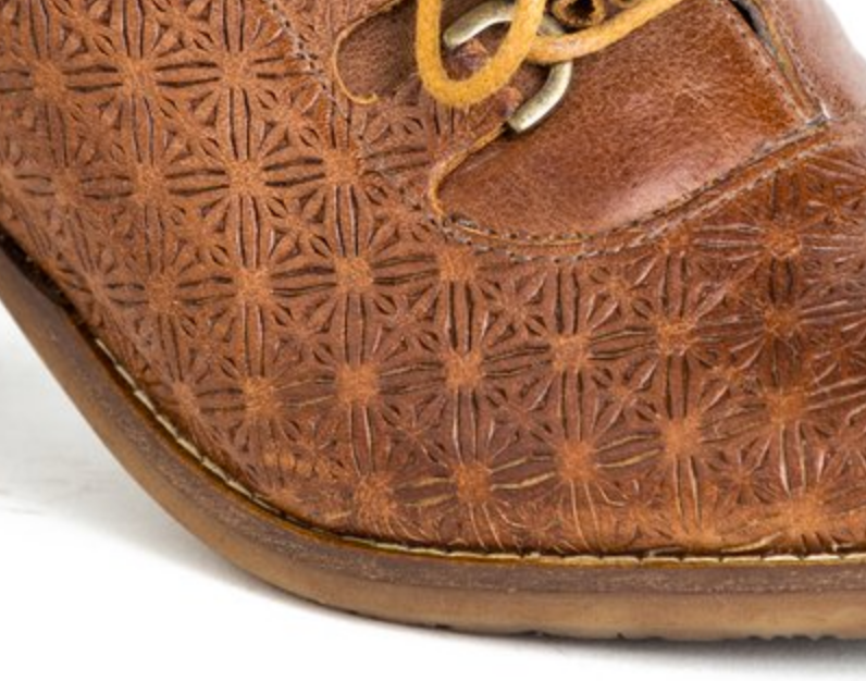 Cognac Laser-Cut Leather Shoe
