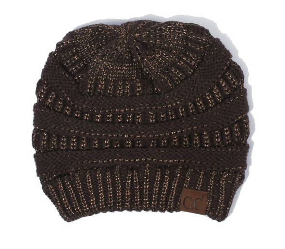 Hat-cable knit 2 tone variegated color beanie