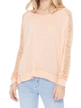 Fishnet Sleeve Tunic Knit Top