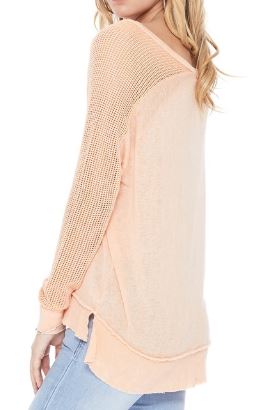 Fishnet Sleeve Tunic Knit Top