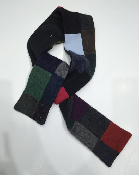 Wool handcrafted luxurious scarf made from reclaimed sweaters, felt lined