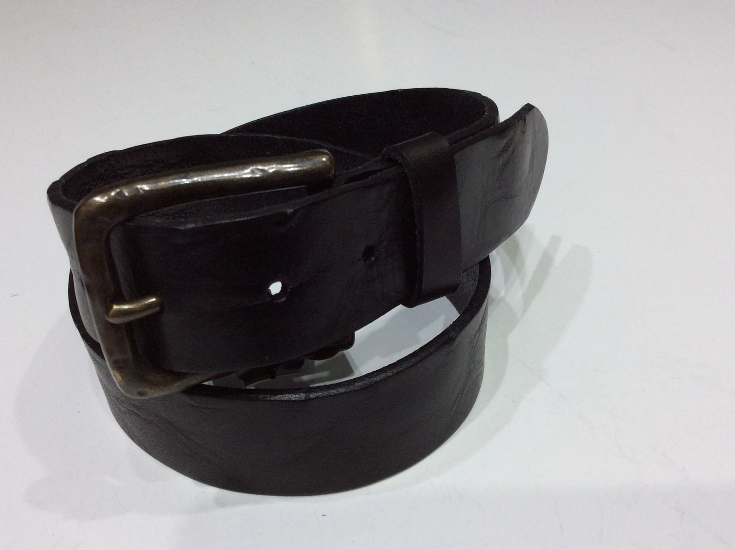 Belts-Wide Leather Black Belt Full Grained