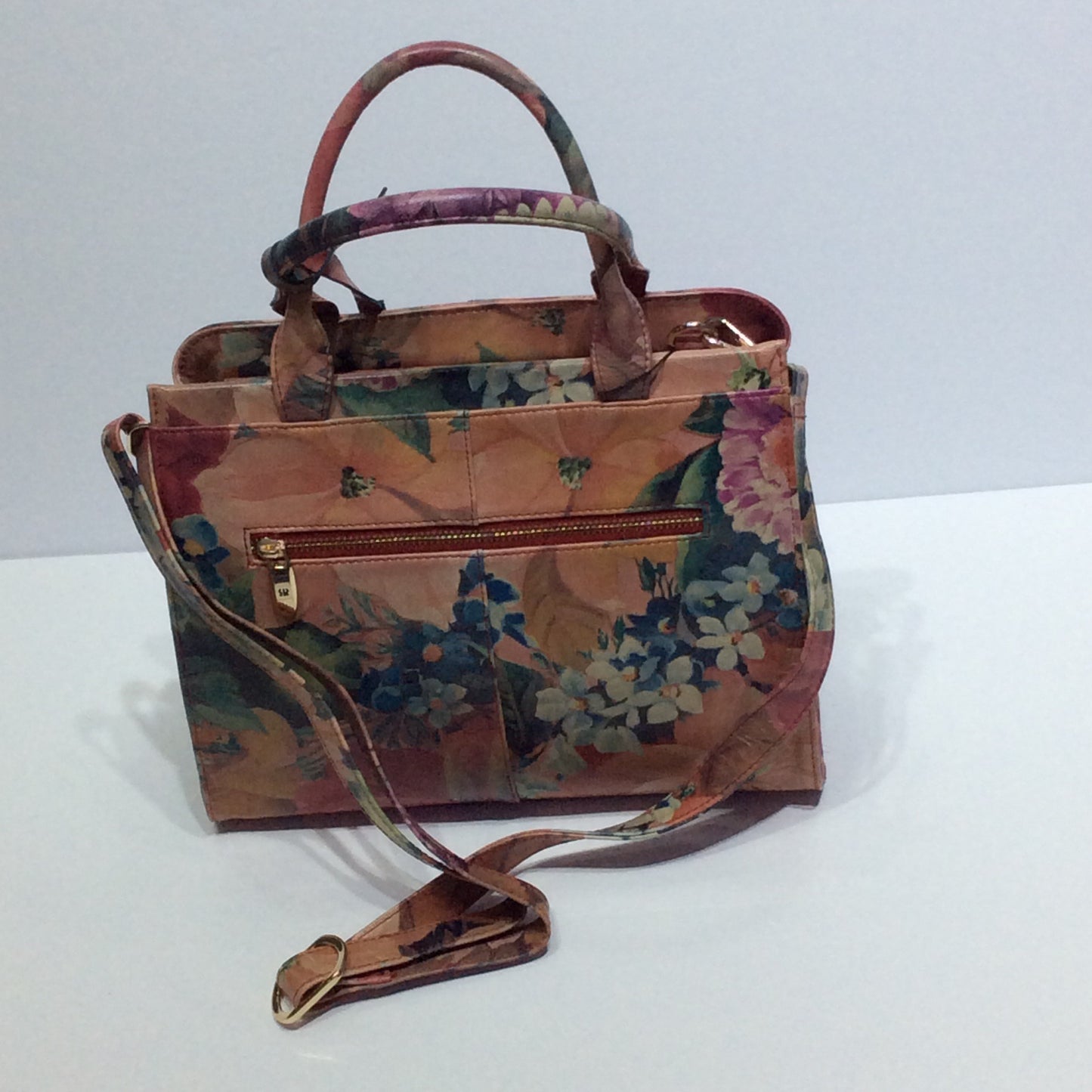 Floral pattern Italian leather purse