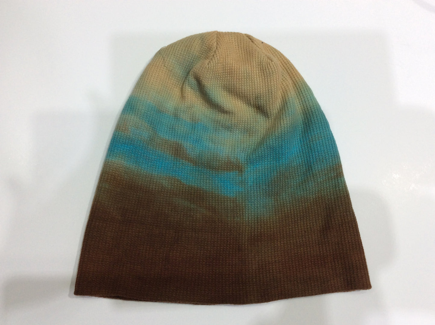 Knit beanie hat tri-colored