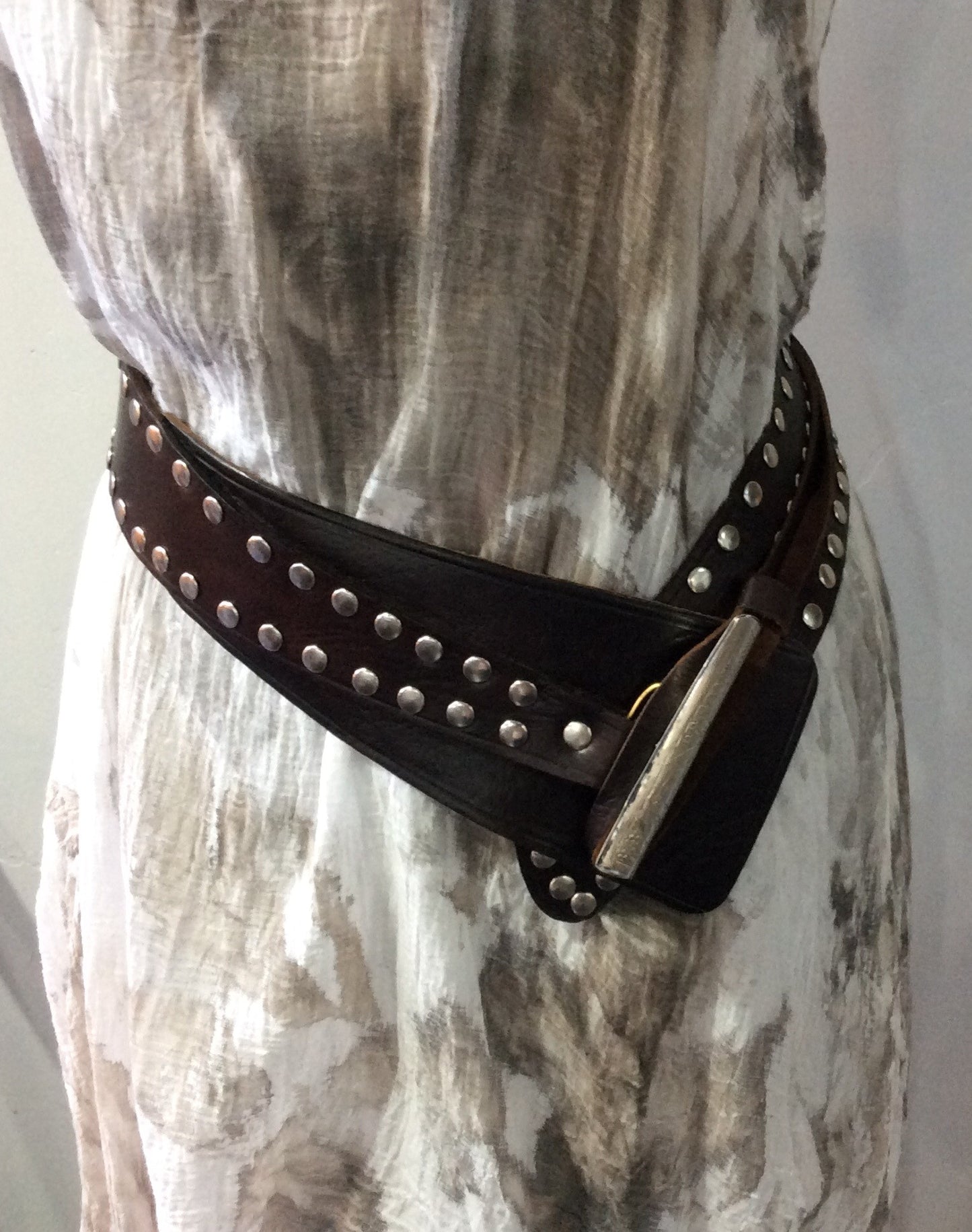Belts-Leather Wide Width with Nail Head Design