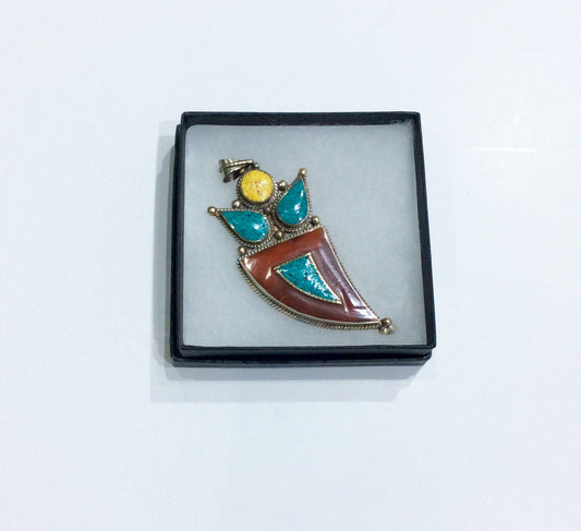 Pendent-coral and turquoise