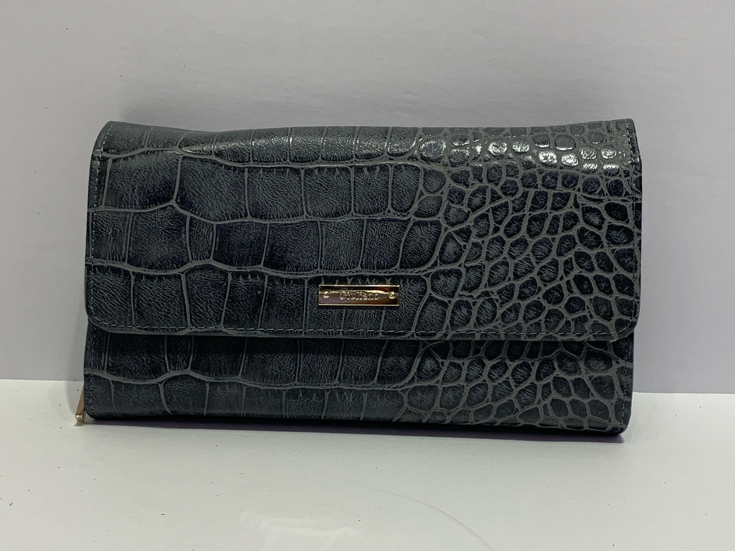 Crocodile Textured Italian Leather Purse Wallet